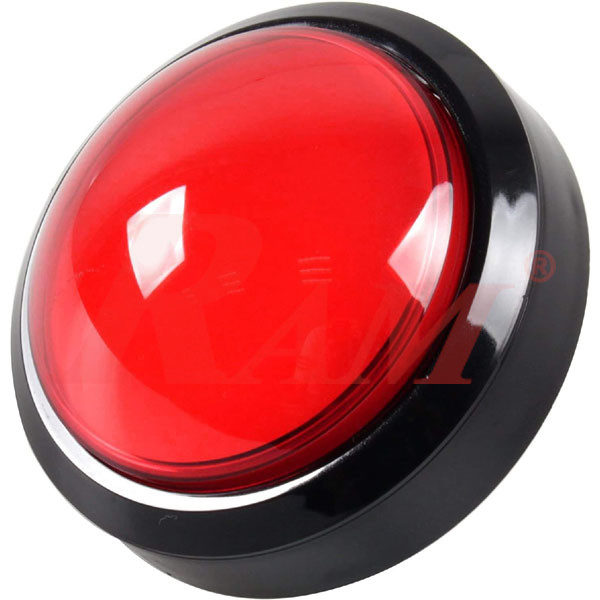 Arcade Style 100mm Big Round Push Button With Red LED Light - Massive Arcade Button with LED