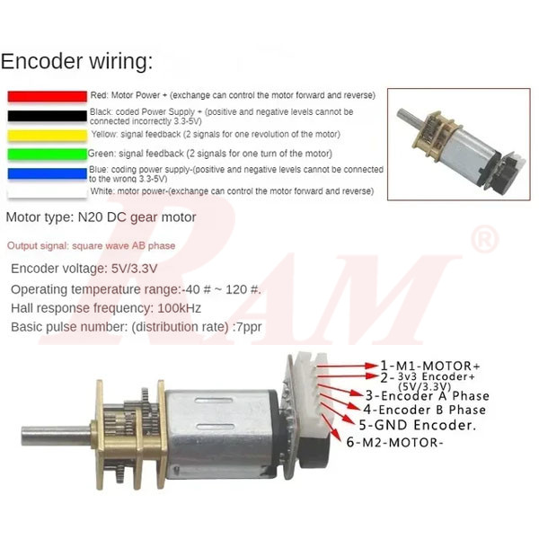 Micro Metal (With Encoder) 6V DC Geared Motor 30 rpm (GA12-N20)