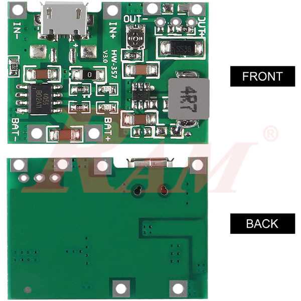 TP4056 Lithium 18650 Battery Charger With DC-DC Step Up Voltage Converter Module - HW-357