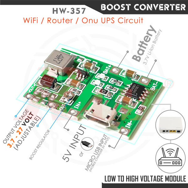 TP4056 Lithium 18650 Battery Charger With DC-DC Step Up Voltage Converter Module - HW-357
