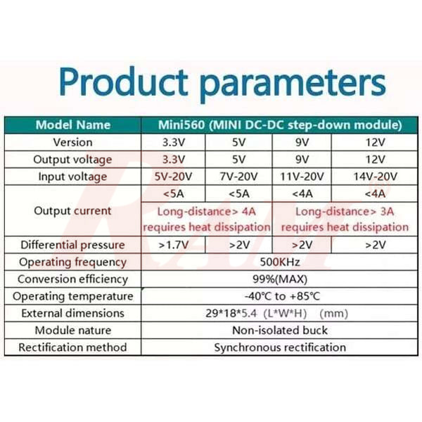 DC-DC 5V/5A Step Down Voltage Converter 5A MINI560 (5V~20Vdc to Fixed Output 5V/5A) SKU#DC110