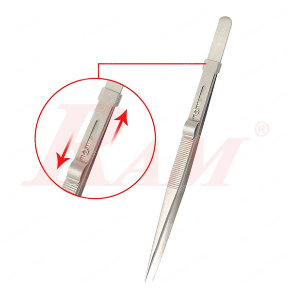 V16A Precision Stainless Steel Tweezers Straight Adjustable Fine Tip