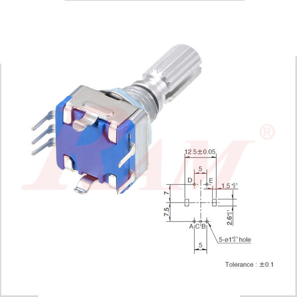 EC11 Rotary Encoder With Push Button Switch 5pin 20mm Silver