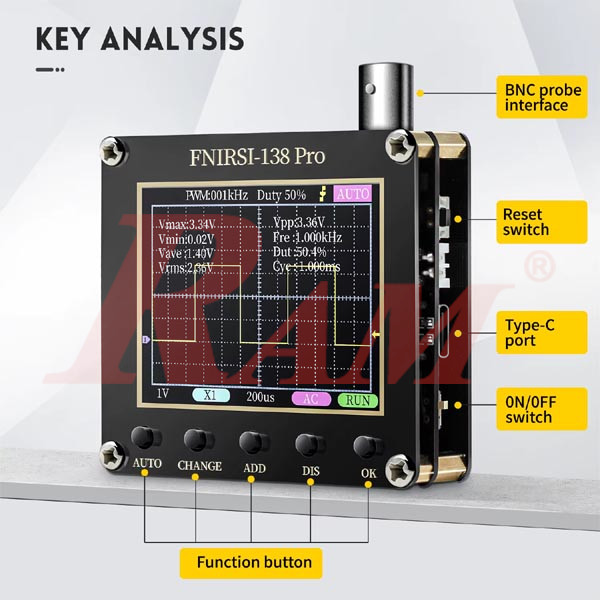 FNIRSI® DSO-138Pro Pocket Size Digital Oscilloscope Kit 200KHz