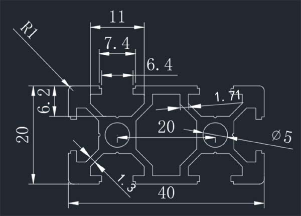 2040 Aluminum Profile 20x40x1000mm - Model SY2040