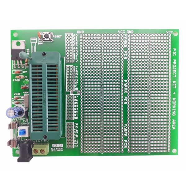 PIC Project Kit + Working Area PIC16Fxx and PIC18Fxx With ZIF Socket