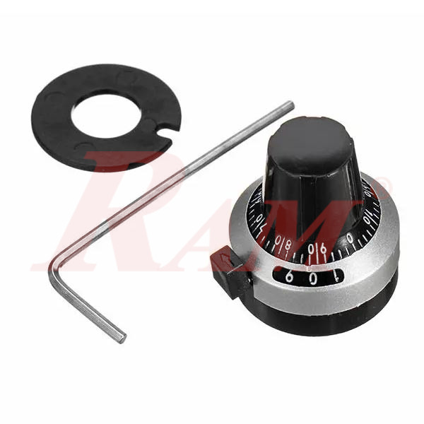 POT3590S - 6.35mm Potentiometer Precise Dial knob lockable Hat