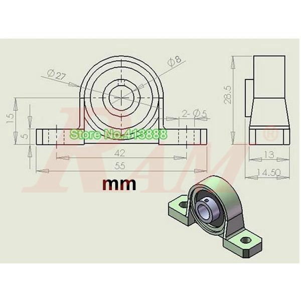 Lead Screw T8 KP08 End Support Pillow Bearing 8mm