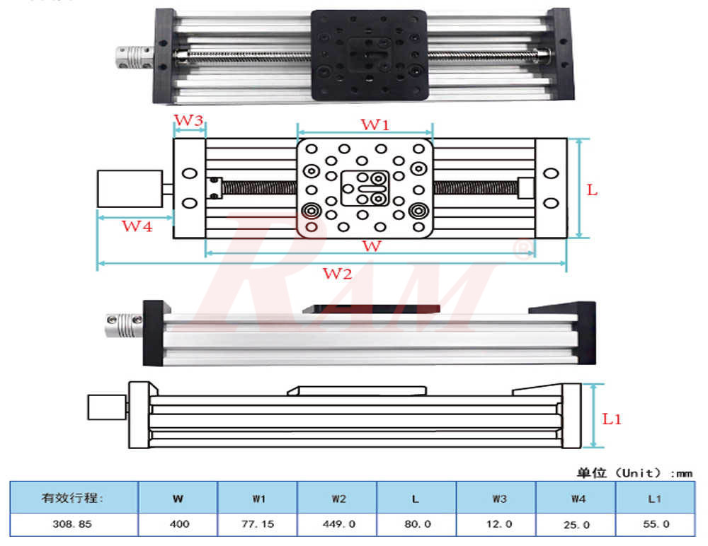 Lead Screw T8 Complete CNC Sliding Table 400mm