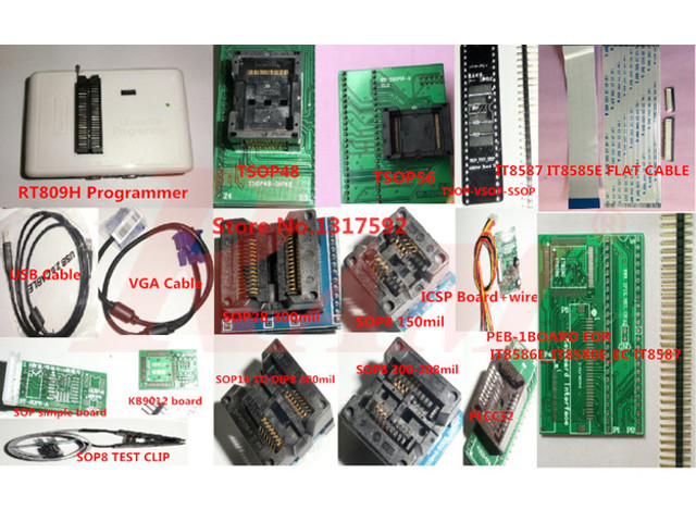 RT809H EMMC NAND FLASH Programmer + Adapters and Cables Set