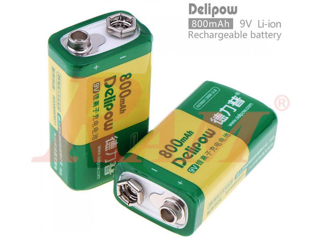 Battery 9V 800mAh Lithium Rechargeable