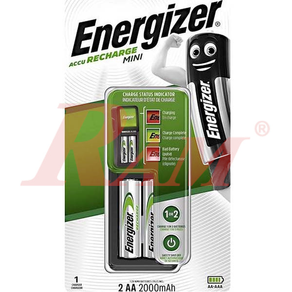Energizer® 2xAA Rechargeable Batteries + Accu Recharge MINI Charger