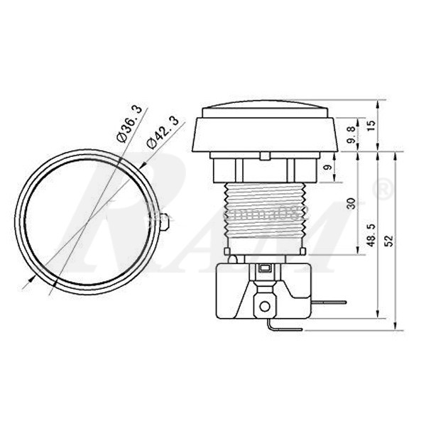 Arcade Style 45mm Big Round Push Button With Red LED Light