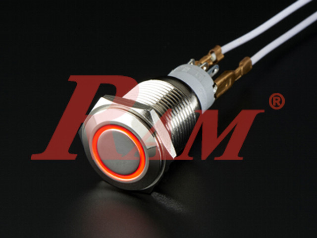 Metal Switch On/Off 12mm Red LED Ring Water/Dustproof