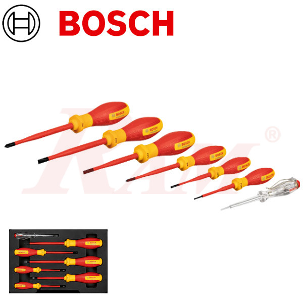 BOSCH VDE Screwdriver Set SL/PH 7 pcs Professional (SKU#1 600 A02 NF7) Insulated 1000V طقم مفكات فولت عالي بوش احترافي