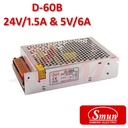 Smun® Industrial SMPS Dual Output +24Vdc/1.5A & +5Vdc/6A Input 220Vac (D-60B)