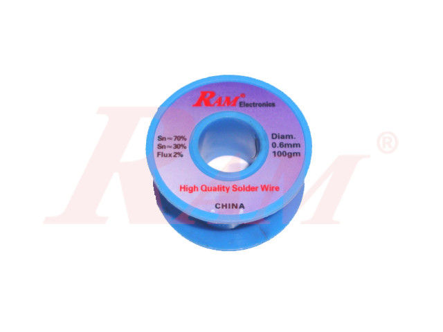 Solder Wire RAM High Quality 100gm Sn70/Pb30 قصدير لحام عالي الجودة ماركة رام - بكرة 100جم نسبة القصدير الى الرصاص 70 الى 30 قطر 0.6مم مع 2% حشوة فلاكس