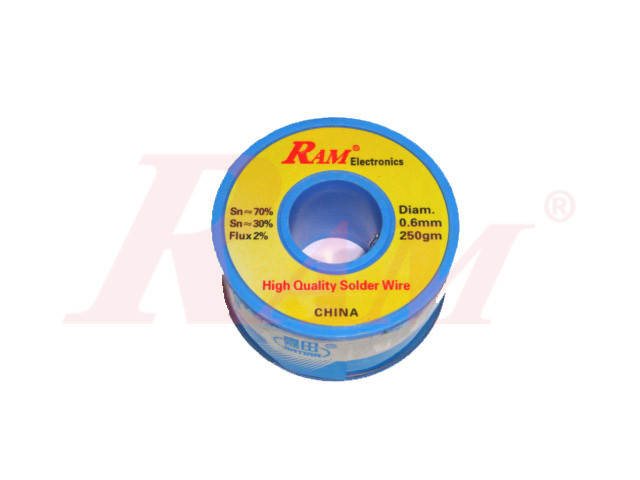 Solder Wire RAM High Quality 250gm Sn70/Pb30 قصدير لحام عالي الجودة ماركة رام - بكرة 250جم نسبة القصدير الى الرصاص 70 الى 30 قطر 0.6مم مع 2% حشوة فلاكس
