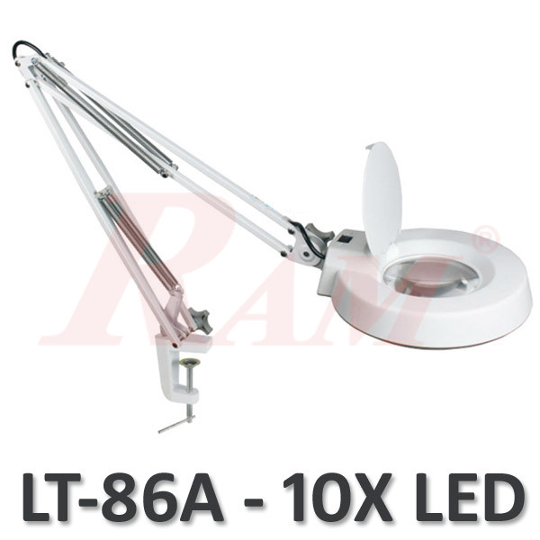 LT86A Glass 10X Big Magnifier Movable Arm With LED Light
