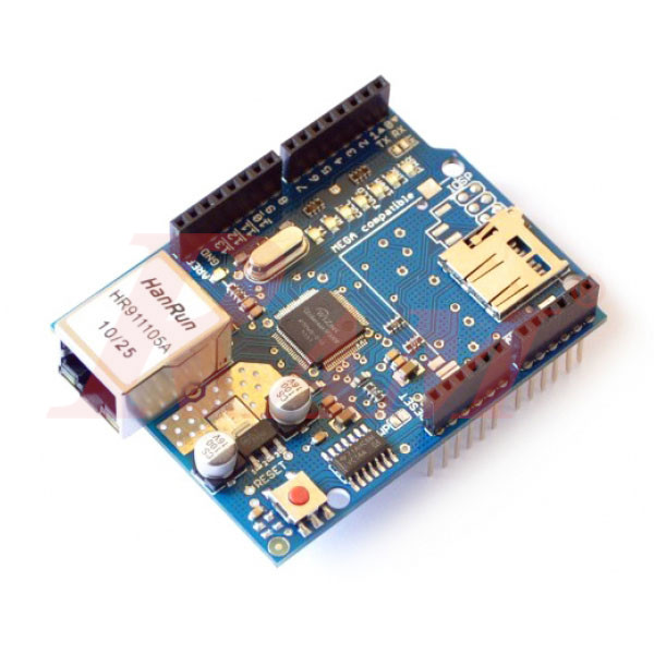 Arduino Shield - Ethernet Shield W5100 + SD Card اردوينو شيلد مدخل شبكة ايثرنت مع بطاقة ذاكرة
