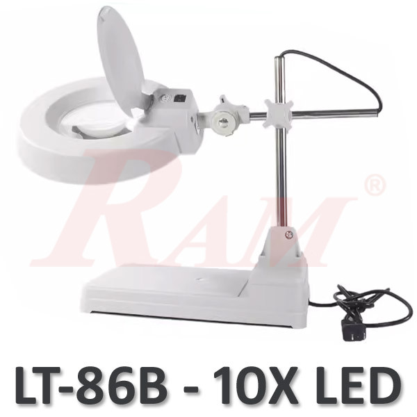 LT86B Glass 10X Big Magnifier Stand With LED Light
