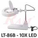 LT86B Glass 10X Big Magnifier Stand With LED Light عدسة تكبير 10 مرات بقاعدة مع اضائة ليد
