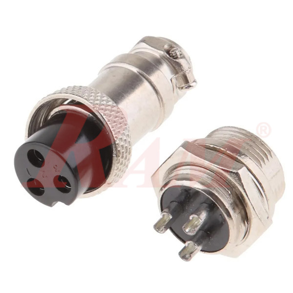 GX12-3 Pole Metal Male Female Panel Chassis Connector