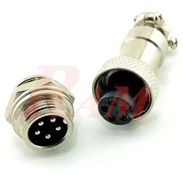 GX12-5 Pole Metal Male Female Panel Chassis Connector