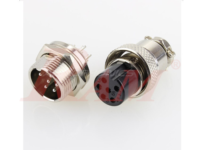 GX16-6 Pole Metal Male Female Panel Chassis Connector