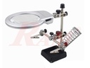 Magnifier LED With Alligators Holders & Soldering Iron Stand عدسة مكبرة مع اضائة ليد ومزودة بمشابك للبورد ومزودة بحامل لكاوية اللحام