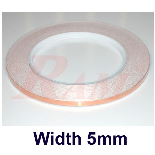 Copper Foil Conductive Tape Adhesive Roll - Width 5mm شريط  لاصق نحاس موصل للكهرباء