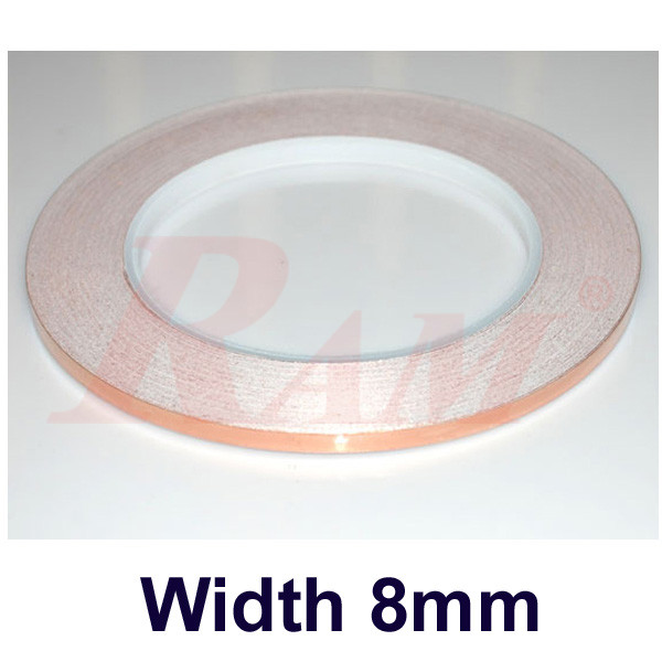 Copper Foil Conductive Tape Adhesive Roll - Width 8mm
