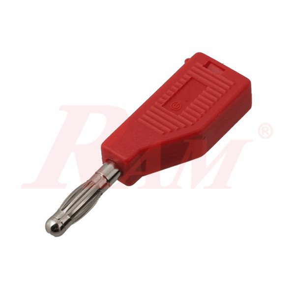 Stackable Banana Male Plug 4 mm - Red Color (AD88) سوكت بنانا ذكر 4 ملي مع مدخل انثى 4ملي لون احمر