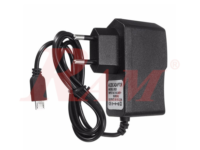Wall Power Adapter Micro USB  5Vdc 3A ادابتور حائطي - مصدر طاقة - مخرج مايكرو USB Micro قدرة 5 فولت 2.5 امبير