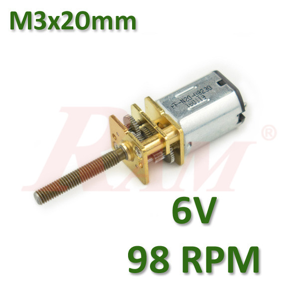 Micro Metal 6V DC Geared Motor With 20mm Lead Screw Shaft 98RPM ماتور جيربوكس 6 فولت 98 لفة/د مع اكس مسمار 20 ملم