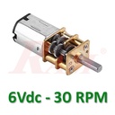 Micro Metal 6V DC Geared Motor 30RPM ماتور جيربوكس 6 فولت 30 لفة/د ترس معدن