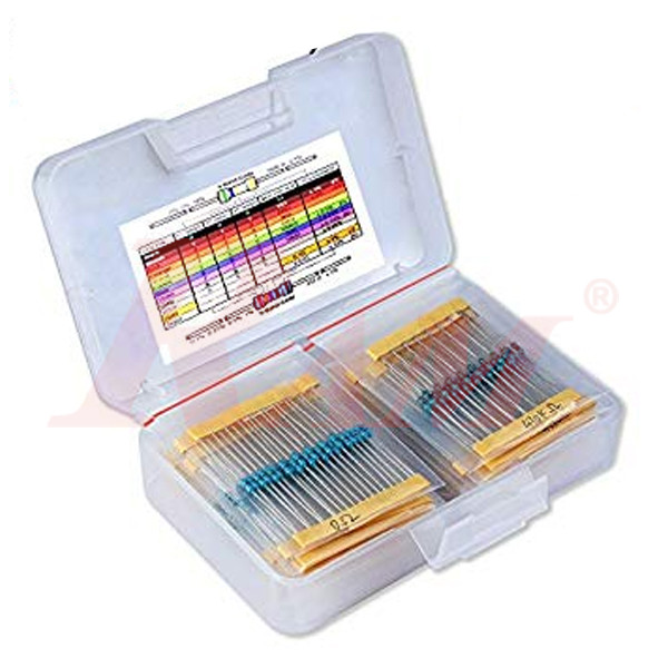 Box of 525 Carbon Resistors 1% Tolerance 1/4W  علبة مقومات قيم مشكلة بدقة عالية 1% ربع واط