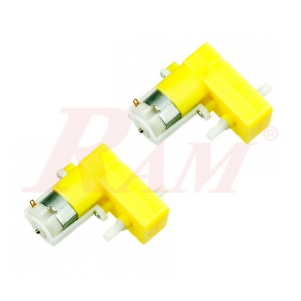Mini 90° DC Gearbox Motors Pair (2 Motors) With Back Shaft