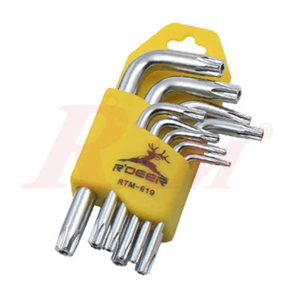 RTM-619 Star Key Wrench With Hole Set Size T10~T50 (9 Pieces) طقم مفاتيح نجمة مثفوب مقاس T10~T50 مكون من 9 قطع