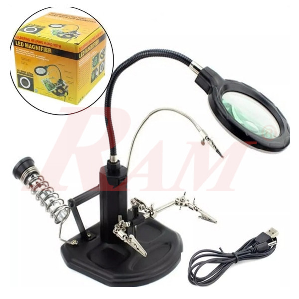 TE-802 Advanced Desk Lamp Magnifying Glass 2.5x ~ 4x Third-Hand Iron Soldering Base