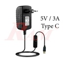 Wall Power Adapter USB Type C, Output 5Vdc 3A With On/Off Switch