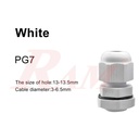 PG7 White Plastic Cable Gland (3~6.5mm) Connector Waterproof