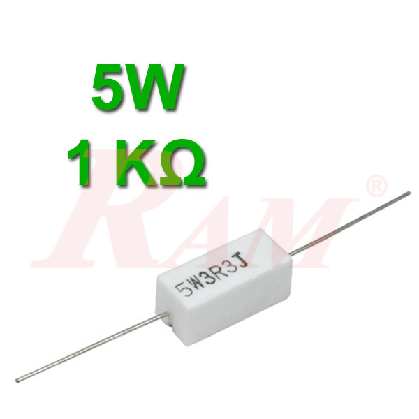 Ceramic Power Resistor 5W / 1KΩ  مقاومة سيراميك حراري 5 واط