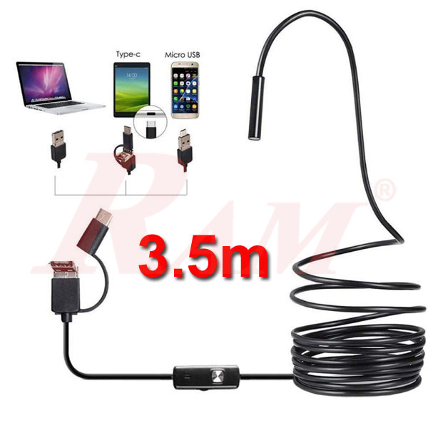 Endoscope Camera 3.5 Meter Cable Length - Waterproof USB OTG Borescope