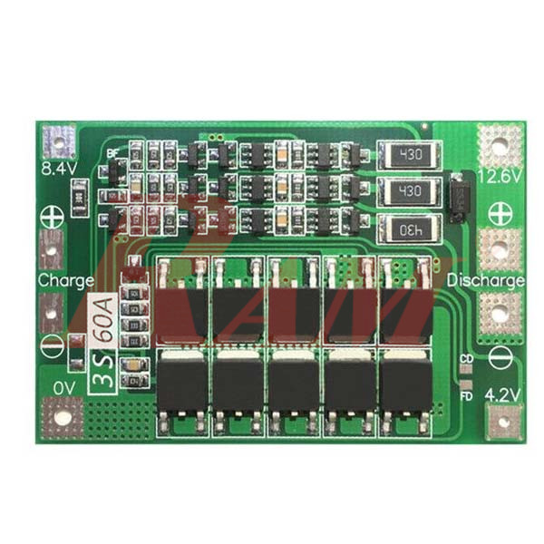 BMS 3 String 12V/60A دائرة شحن وحماية بطارية ليثيوم
