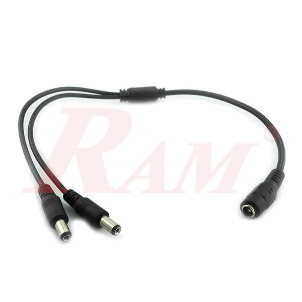 DC Female to 2 Male DC Power 2.1mm Splitter DC Wire Adapter Cable
