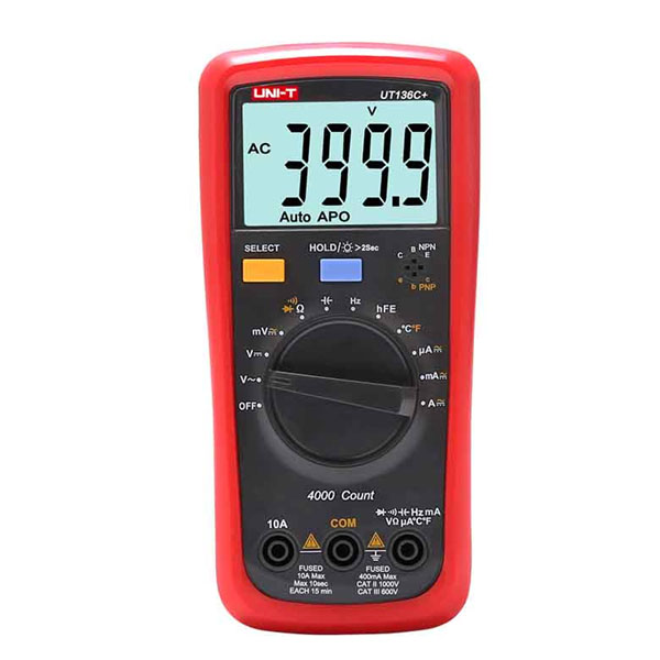 UT136+ Digital Multimeter (Auto-Range) افوميتر اوتوماتيك قياس كهرباء مقومات مكثفات متعدد رقمي