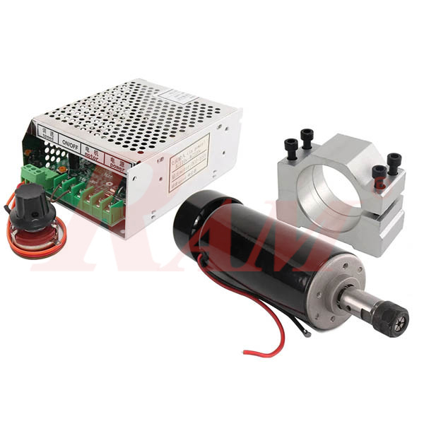 DC Spindle Air Cooling 500W ER11 + 52mm Clamps + Power Supply
