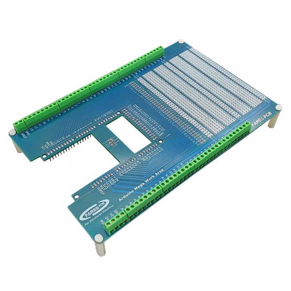 Arduino Shield Working Area for MEGA2560 Project Board اردوينو شيلد ميجا مع روزيتات وبوردة للحام المكونات
