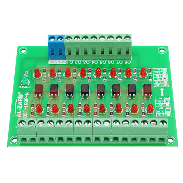 PLC Signal Level Converter 8 Channel 5V TO 24V Optocoupler Isolation Module NPN Output